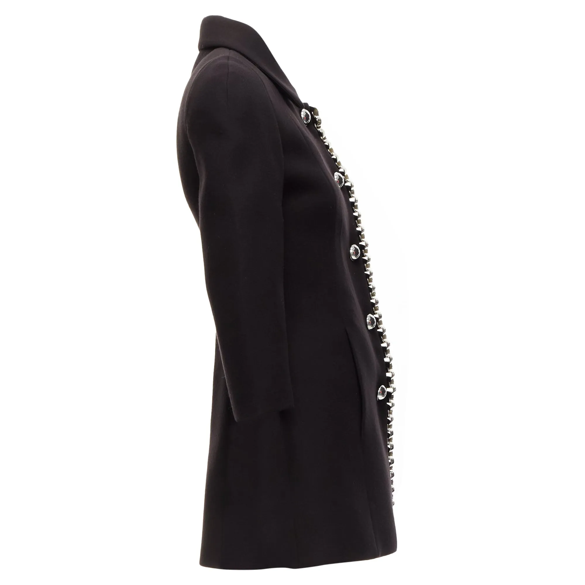 David Koma Cady Chunky Chain Trim Fit Flare Coat Dress