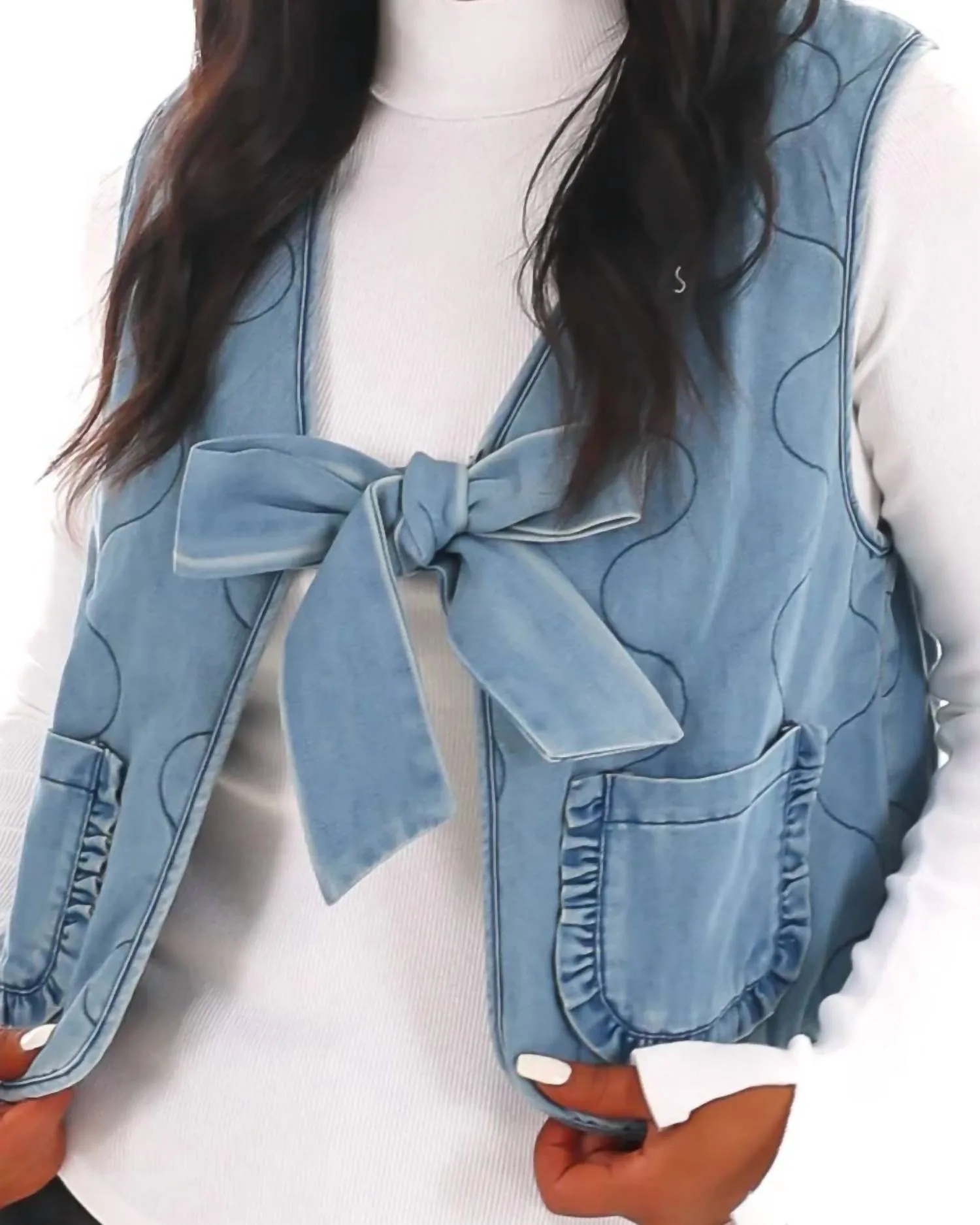 Denim Darling Bow Vest