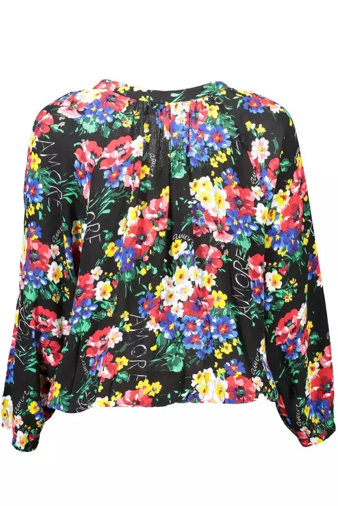 Desigual Vibrant V-Neck Buttoned Top with Elastic Women's Waist