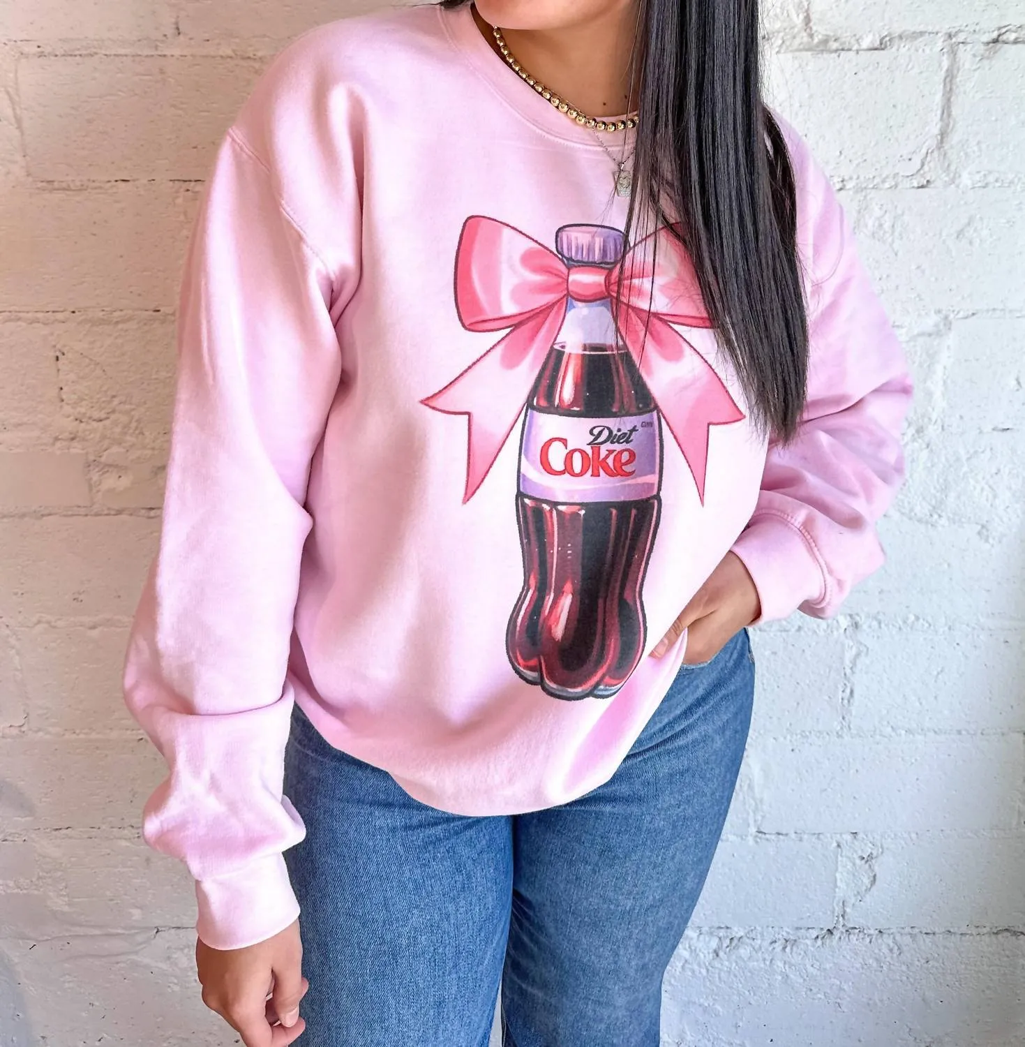 Diet Coke Soda Bottle Sweatshirt In Light Pink