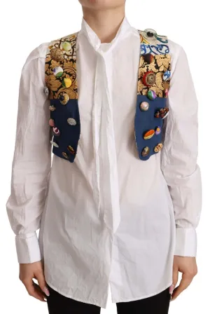 Dolce & Gabbana Cropped Vest Top with Button Women's Accents