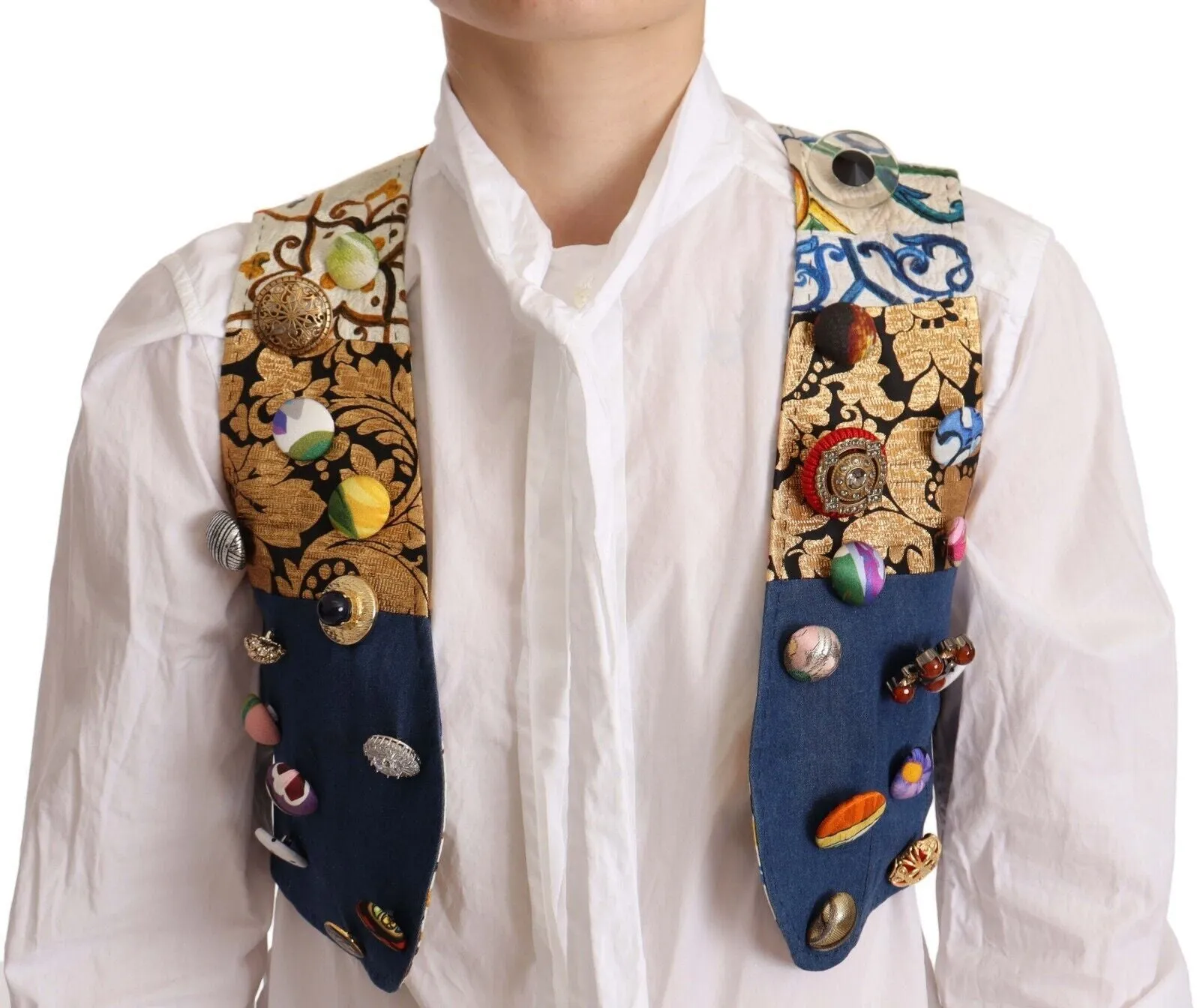 Dolce & Gabbana Cropped Vest Top with Button Women's Accents