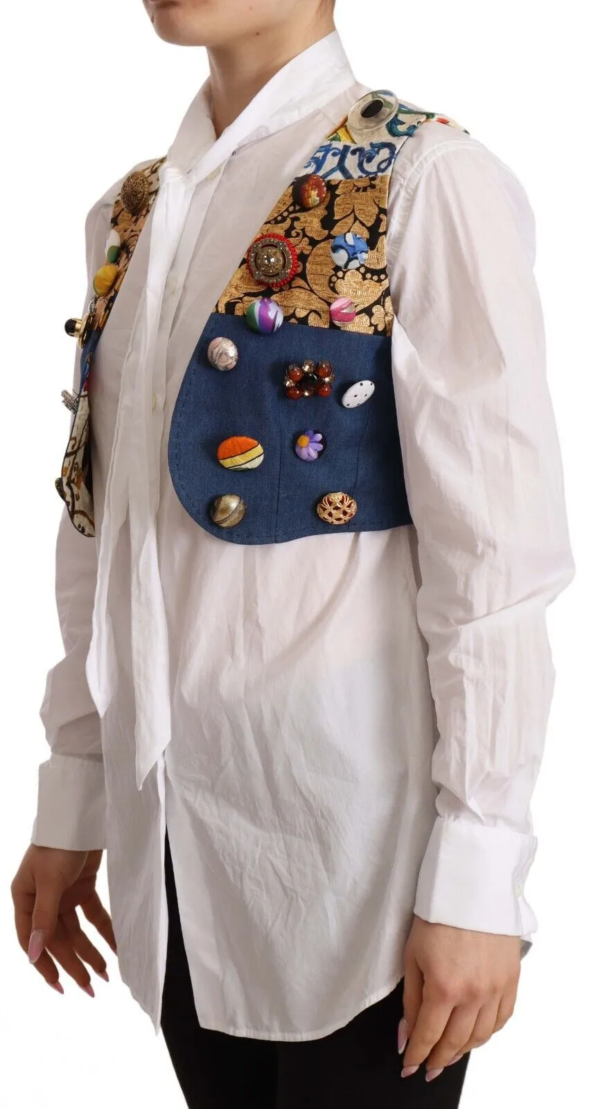 Dolce & Gabbana Cropped Vest Top with Button Women's Accents