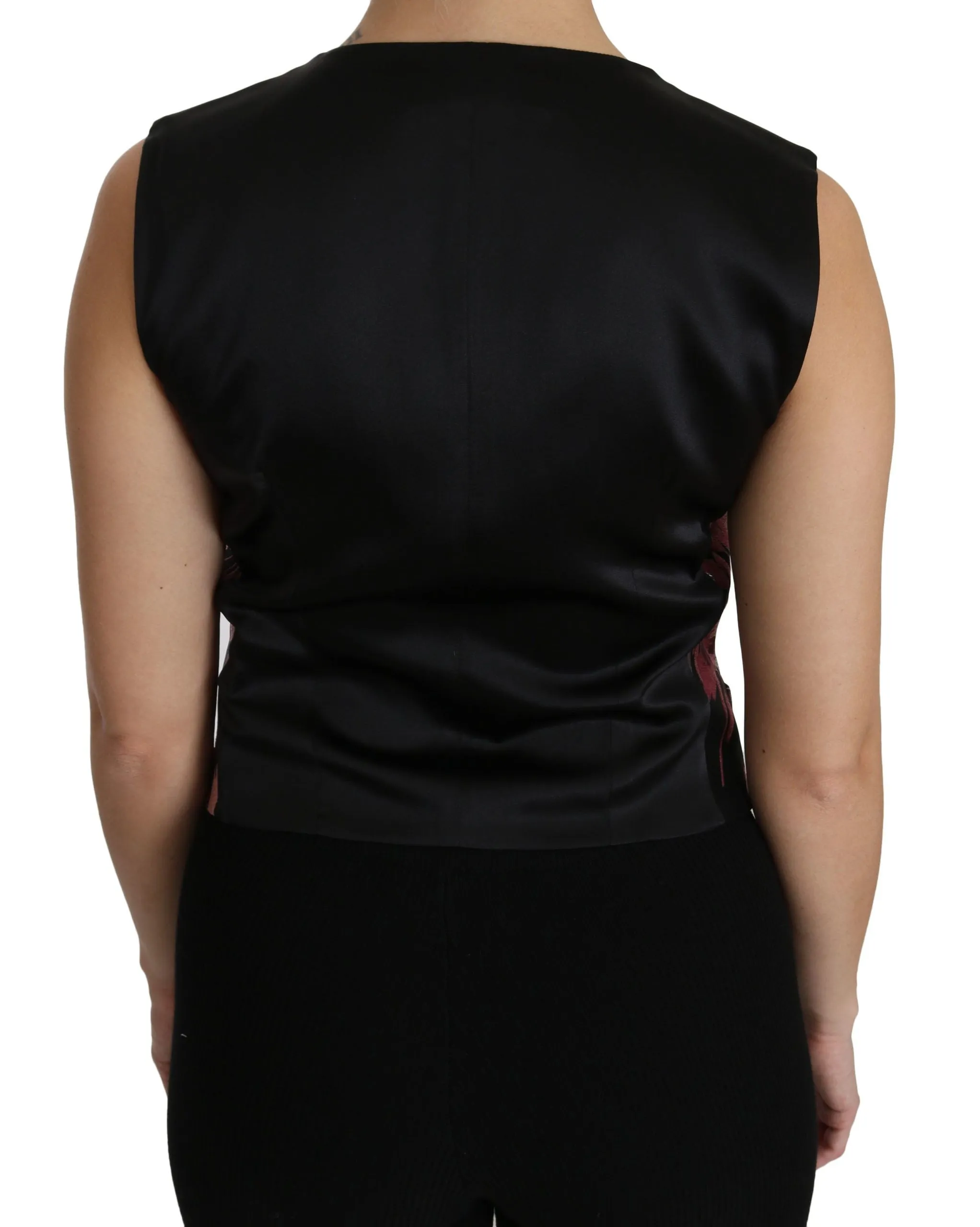 Dolce & Gabbana Elegant Floral Brocade Plunging Vest Women's Top