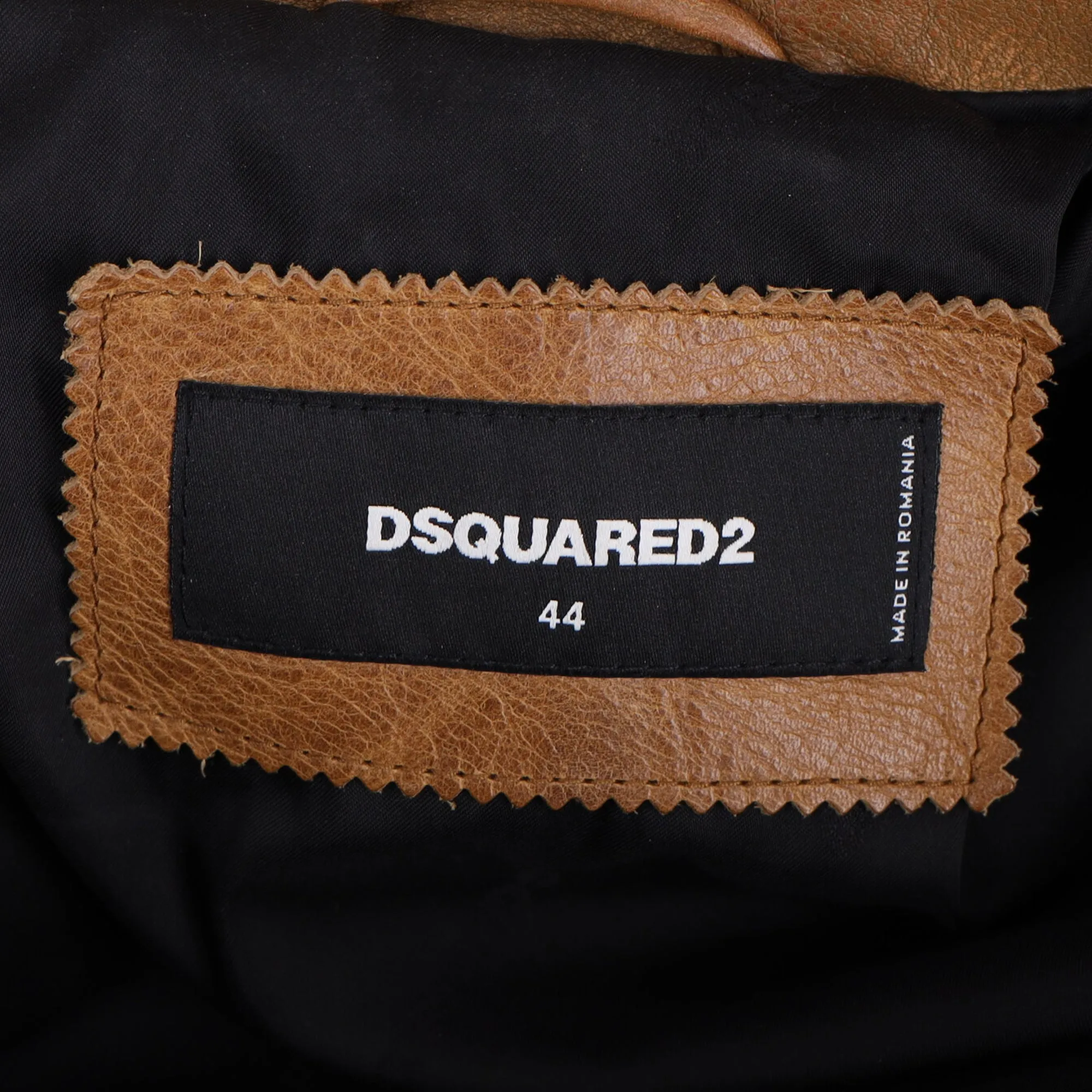 Dsquared2 Studded Vintage Effect Jacket in Brown Leather