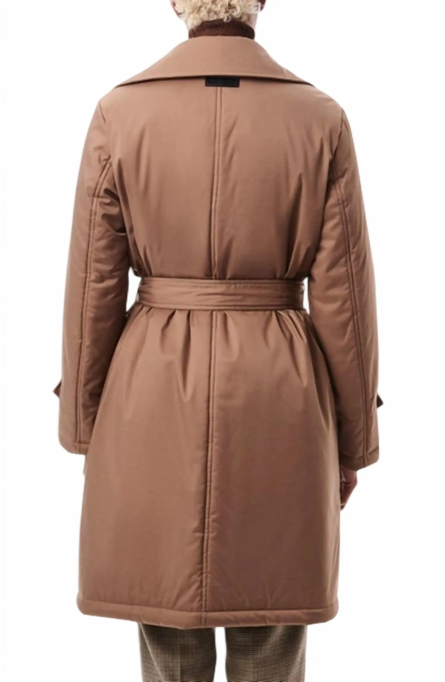 Effortless Belted Puffer Coat In Tan