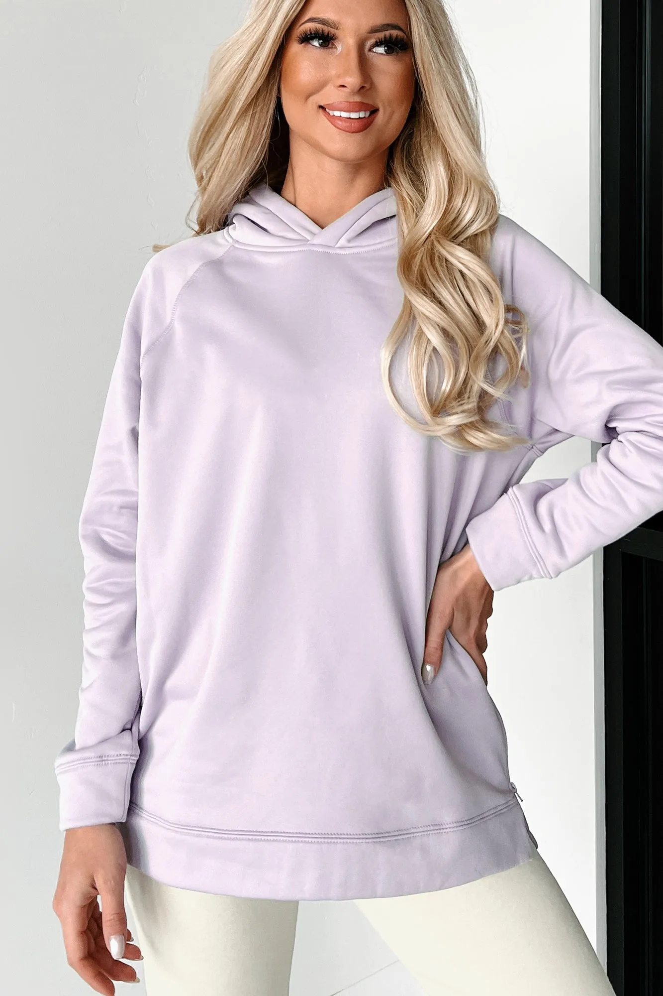 Embracing The Adventure Zipper Detailed Hoodie (Lilac)