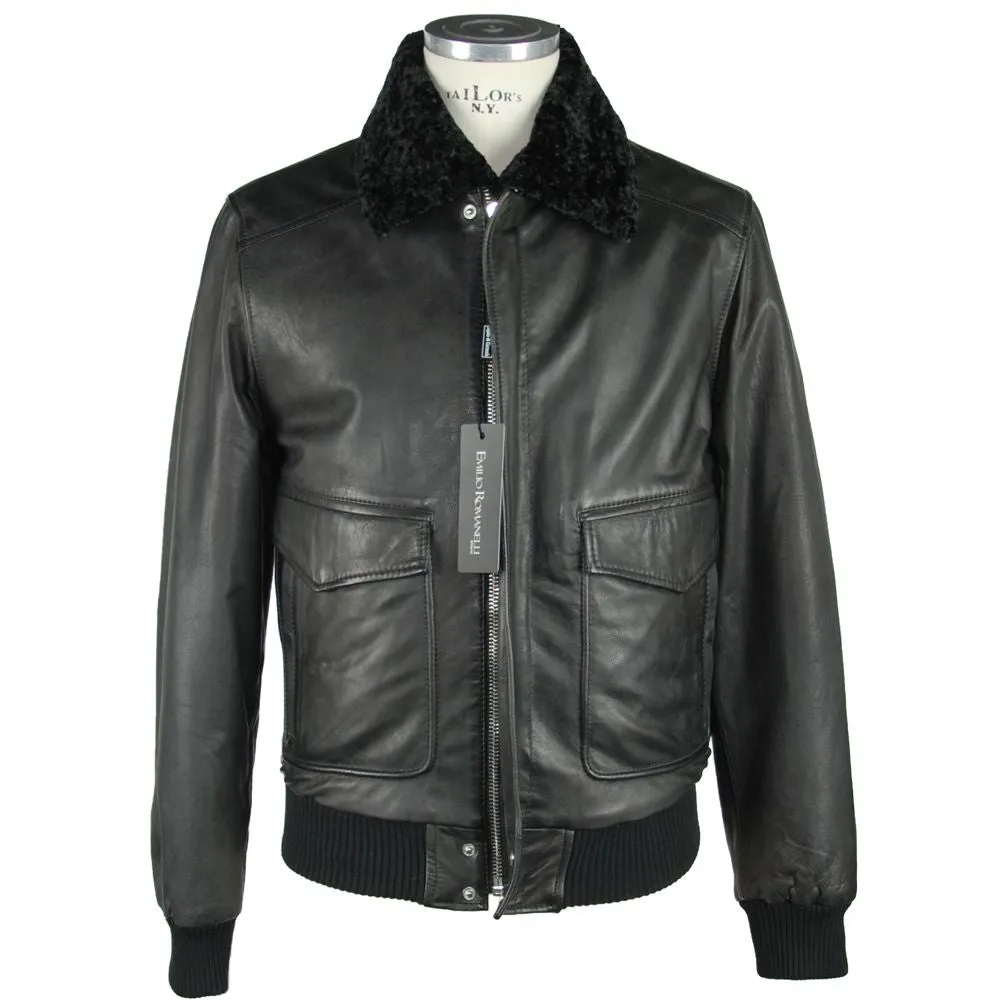 Emilio Romanelli Sleek Leather Zip Men's Jacket