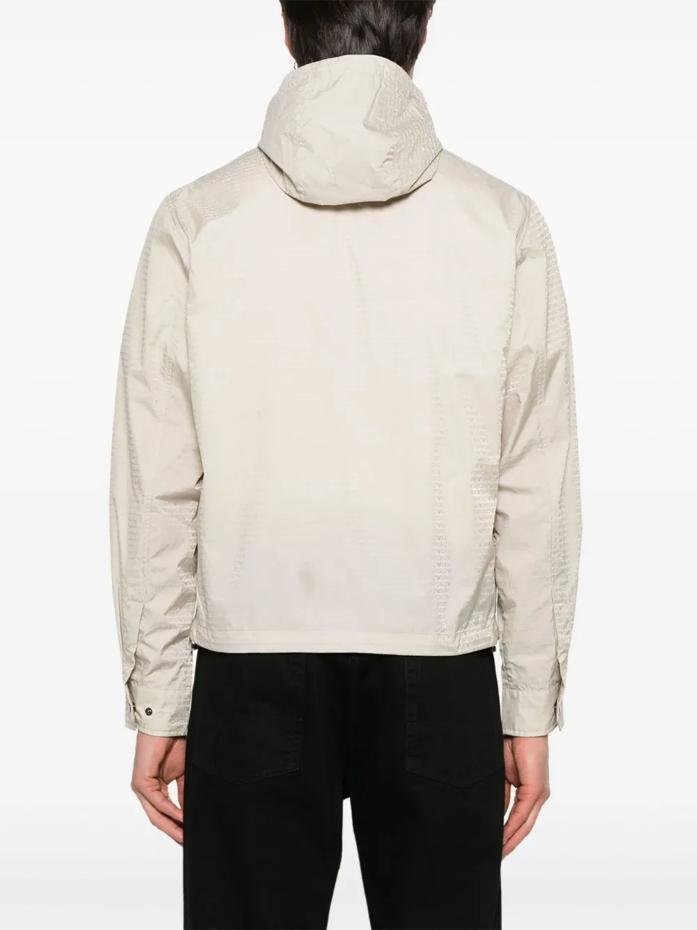 Emporio Armani Men's Blouson With Internal Nylon Bib Jacquard All-Over Lettering