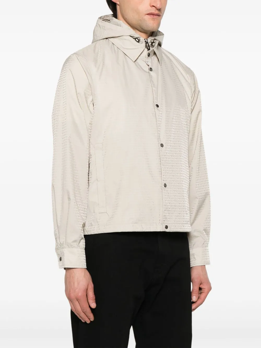 Emporio Armani Men's Blouson With Internal Nylon Bib Jacquard All-Over Lettering