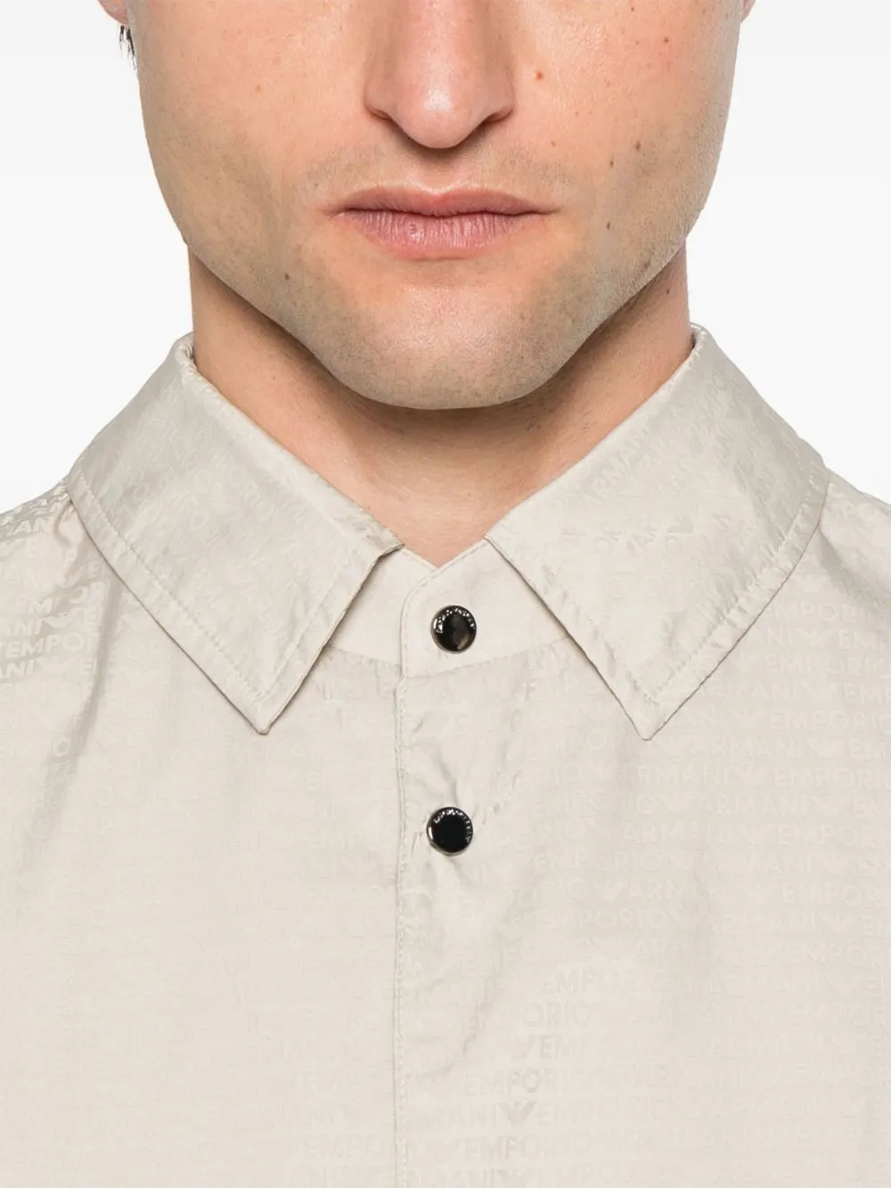 Emporio Armani Men's Blouson With Internal Nylon Bib Jacquard All-Over Lettering
