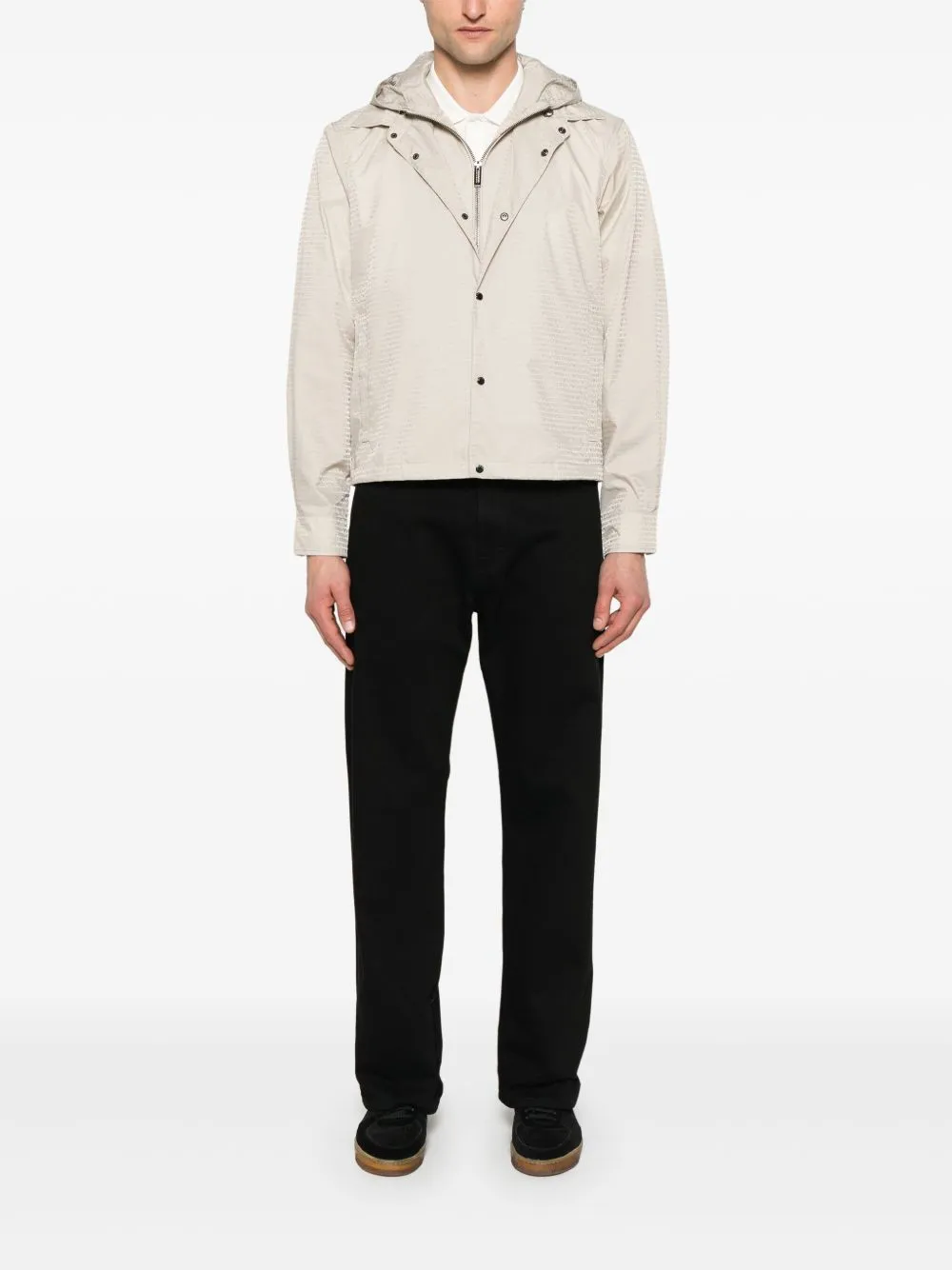 Emporio Armani Men's Blouson With Internal Nylon Bib Jacquard All-Over Lettering