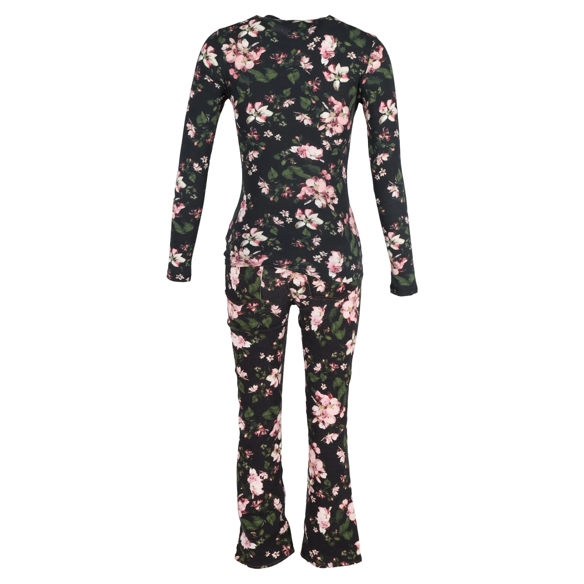 Erdem Kelly Turtleneck Top and Vina Cropped Belted Flare Jeans in Floral-Print Cotton