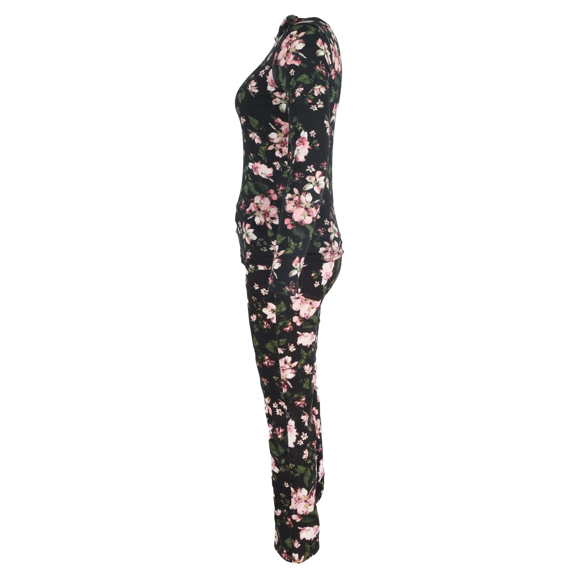 Erdem Kelly Turtleneck Top and Vina Cropped Belted Flare Jeans in Floral-Print Cotton