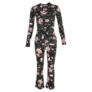 Erdem Kelly Turtleneck Top and Vina Cropped Belted Flare Jeans in Floral-Print Cotton