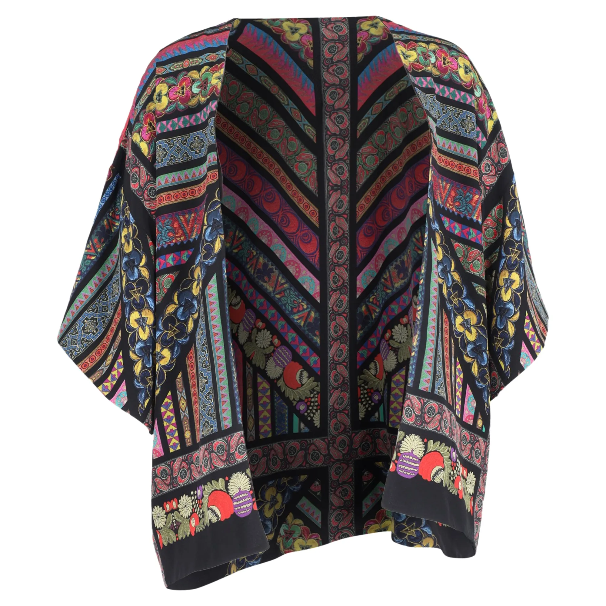 Etro Printed Kimono Jacket in Multicolor Silk