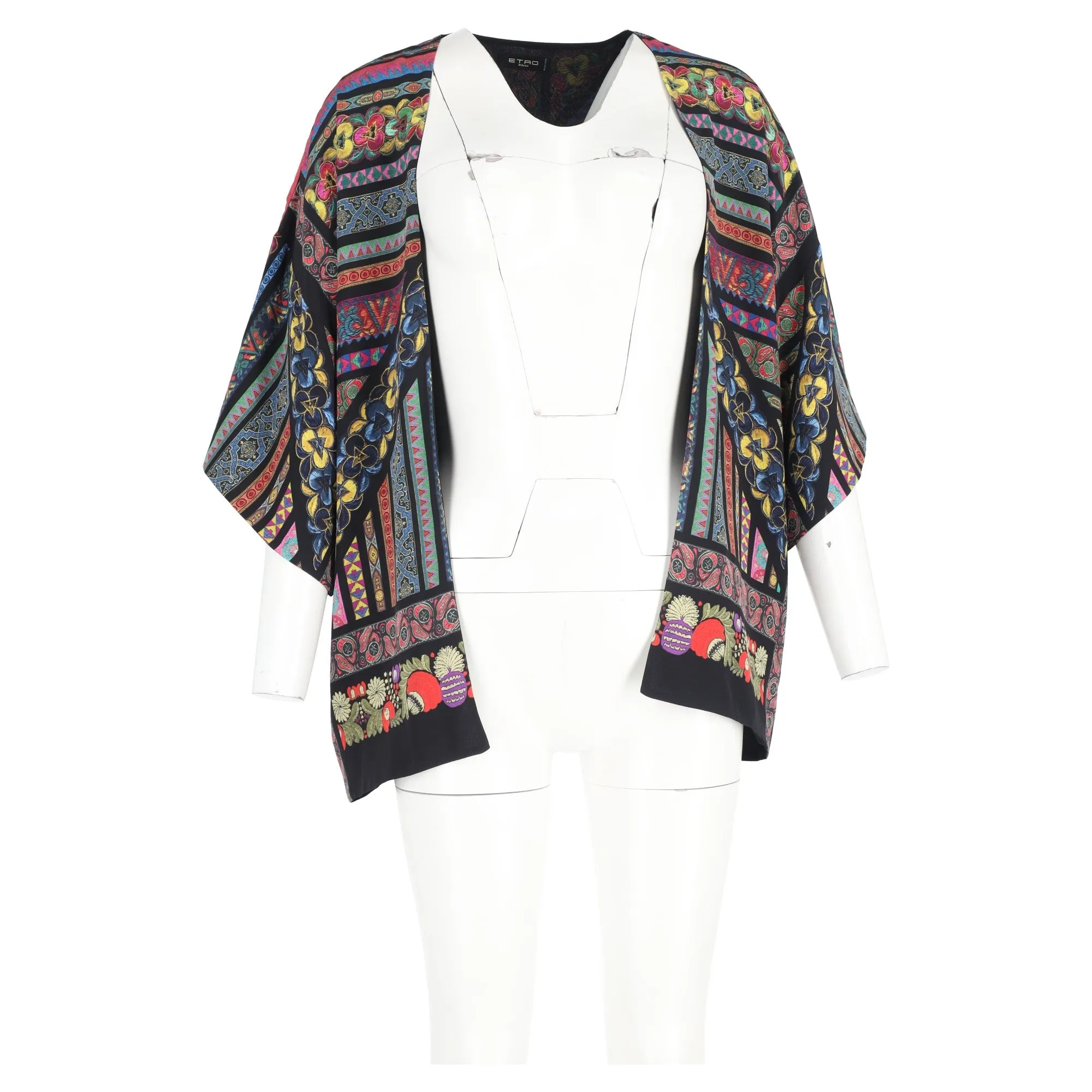 Etro Printed Kimono Jacket in Multicolor Silk