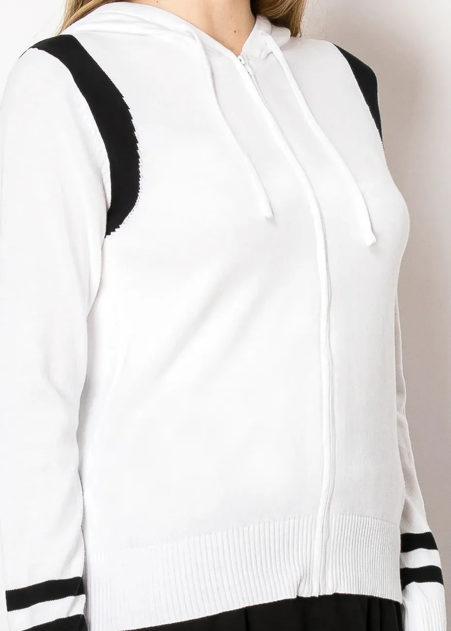 Everyday Zip Hoodie in White and Black