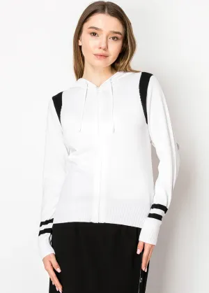 Everyday Zip Hoodie in White and Black
