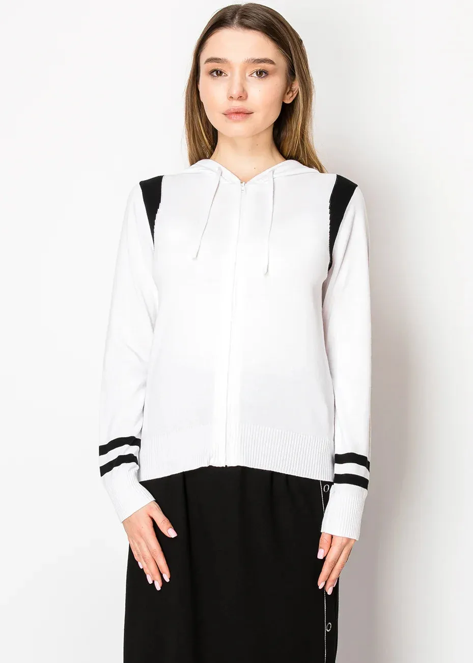 Everyday Zip Hoodie in White and Black