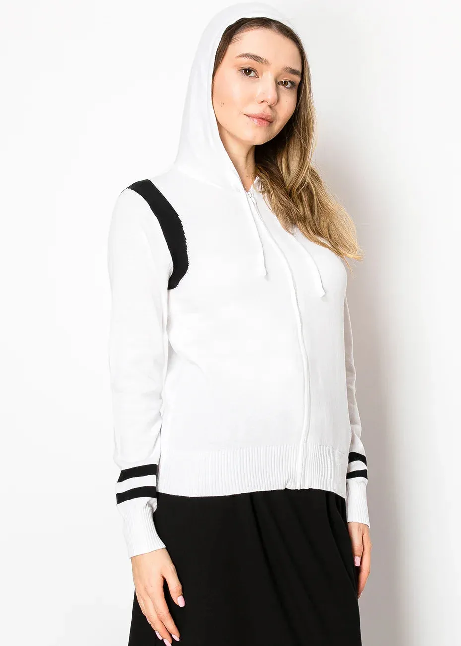 Everyday Zip Hoodie in White and Black