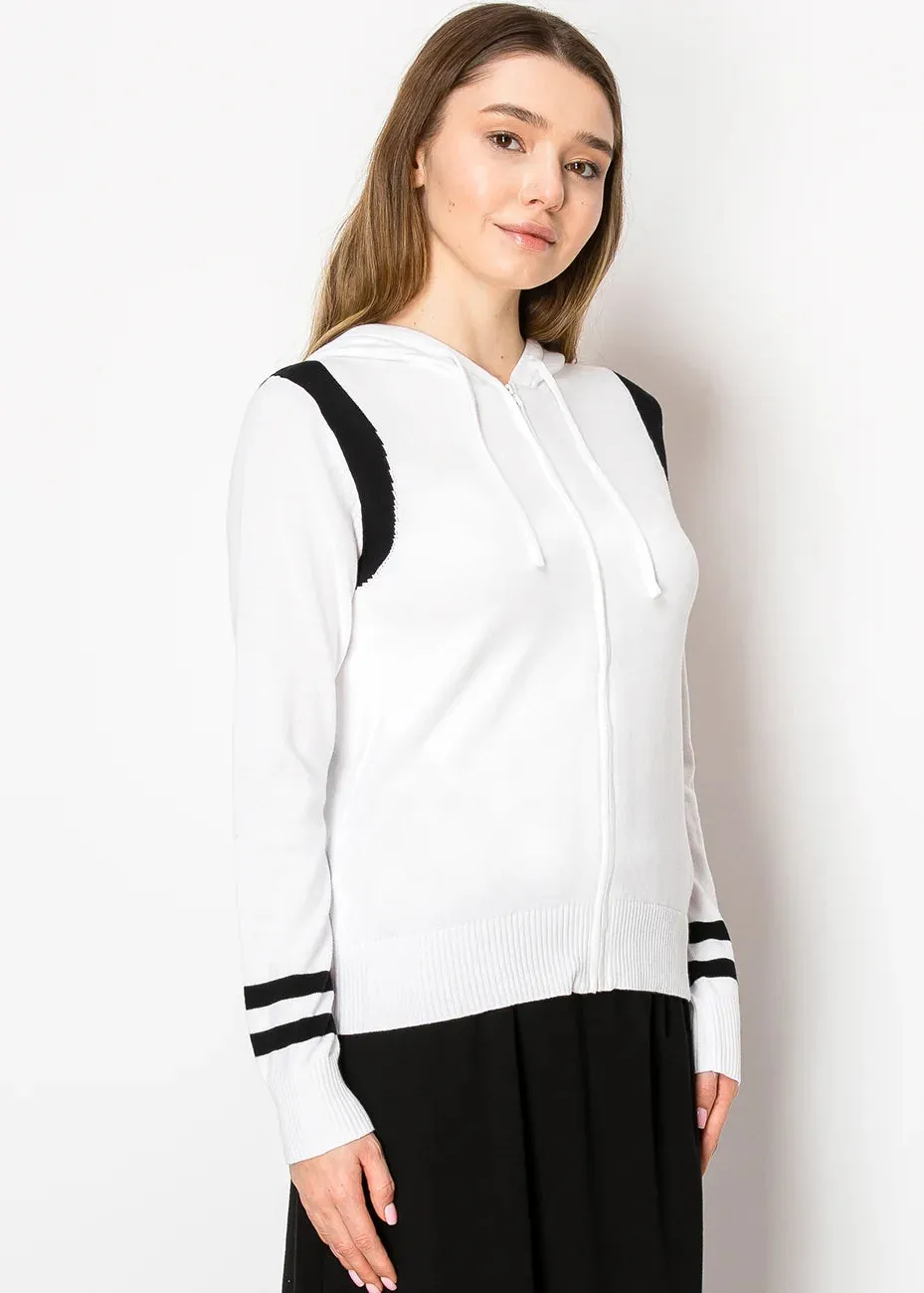 Everyday Zip Hoodie in White and Black