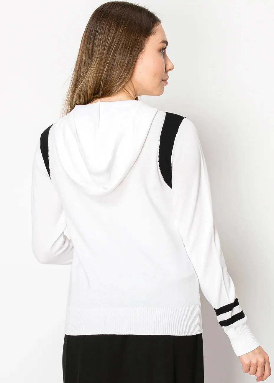 Everyday Zip Hoodie in White and Black