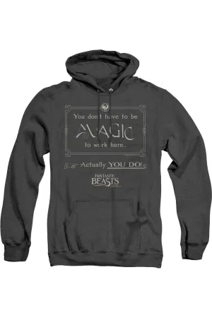 Fantastic Beasts Magic To Work Here Adult Heather Hoodie / Hooded Sweatshirt
