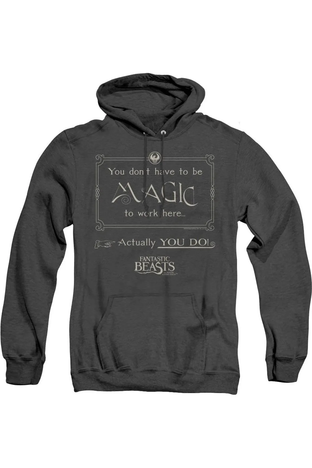 Fantastic Beasts Magic To Work Here Adult Heather Hoodie / Hooded Sweatshirt