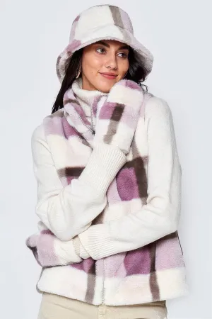 FASHNZFAB Plaid Faux Fur Vest