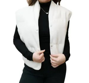 Faux Leather Vest In Ivory