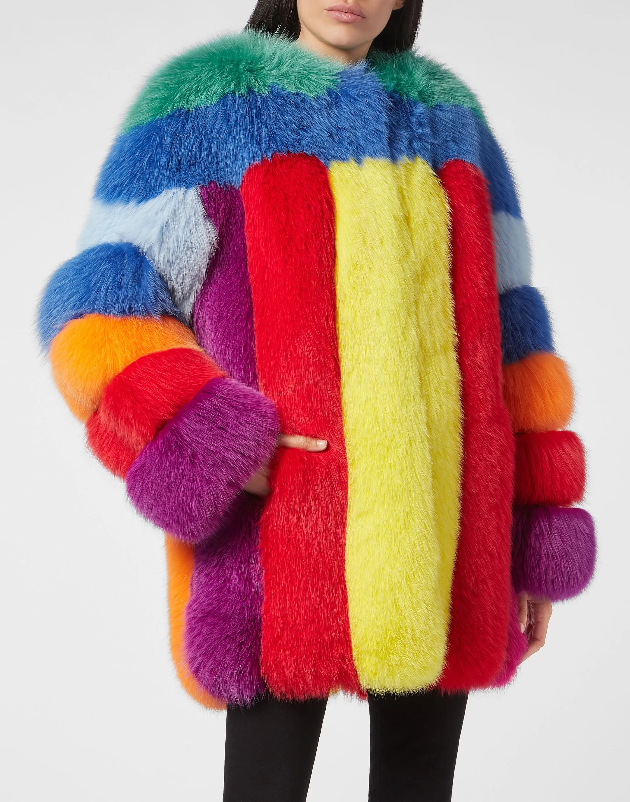 Fox fur Jacket Colorful