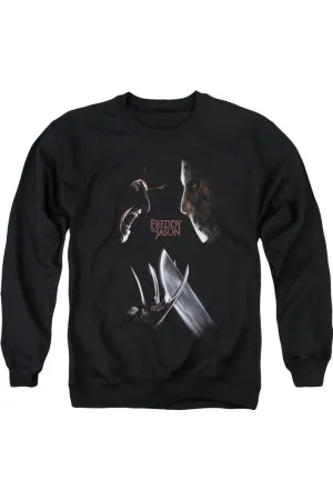 Freddy Vs Jason Face Off Adult Crewneck Sweatshirt