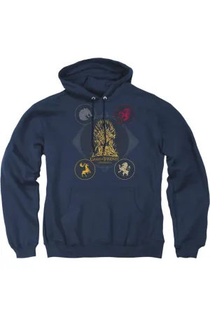 Game Of Thrones 4 Houses 4 The Throne Adult Pull Over Hoodie / Hooded Sweatshirt