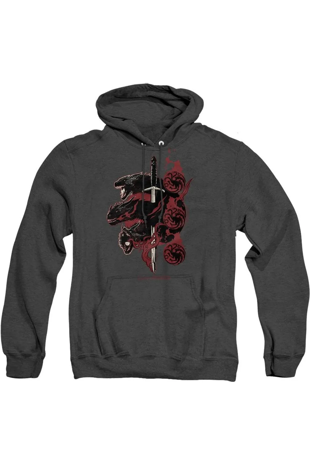 Game Of Thrones Targaryen Dragons Adult Heather Hoodie / Hooded Sweatshirt