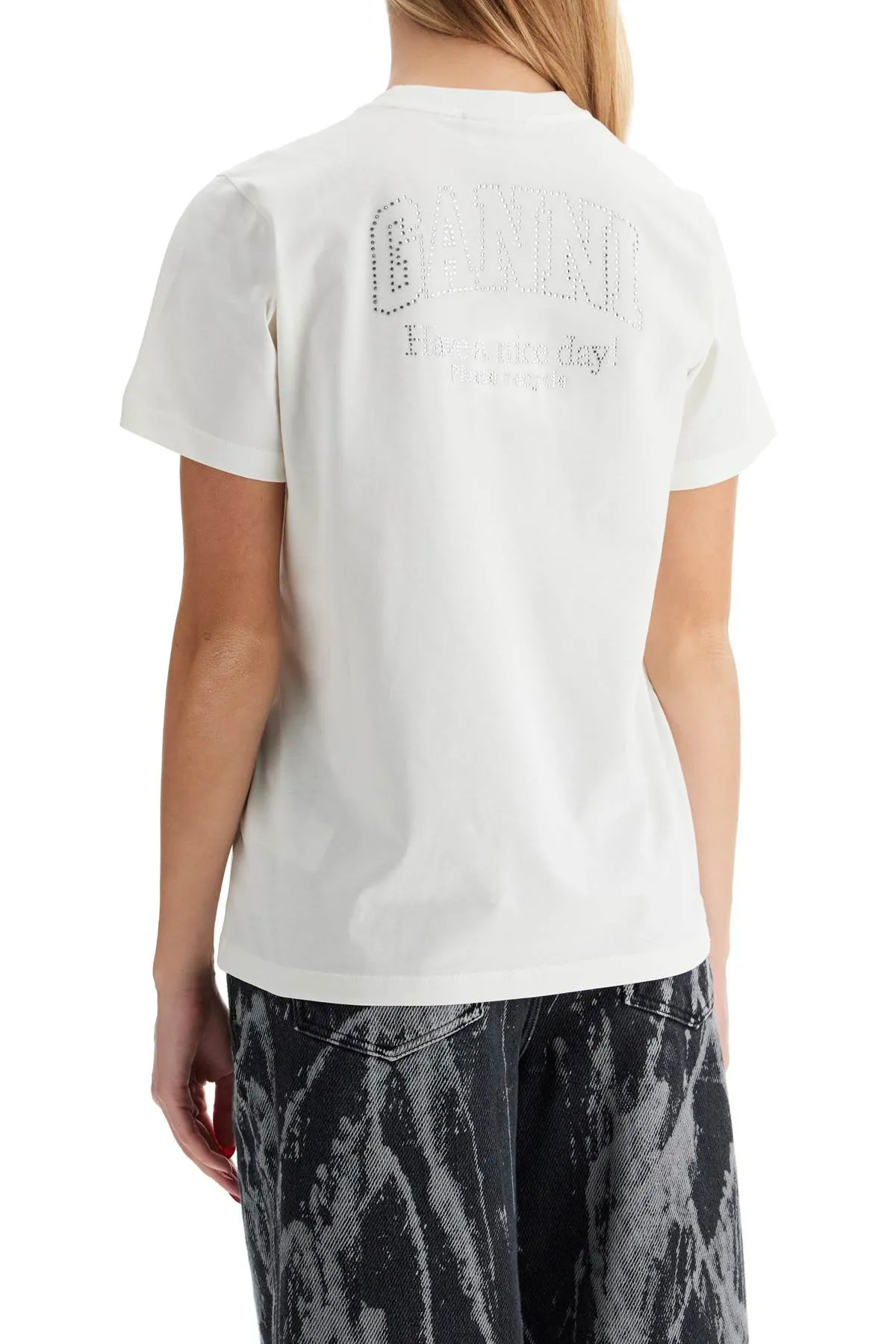 Ganni Women's 'Logo Rhinestone T-Shirt