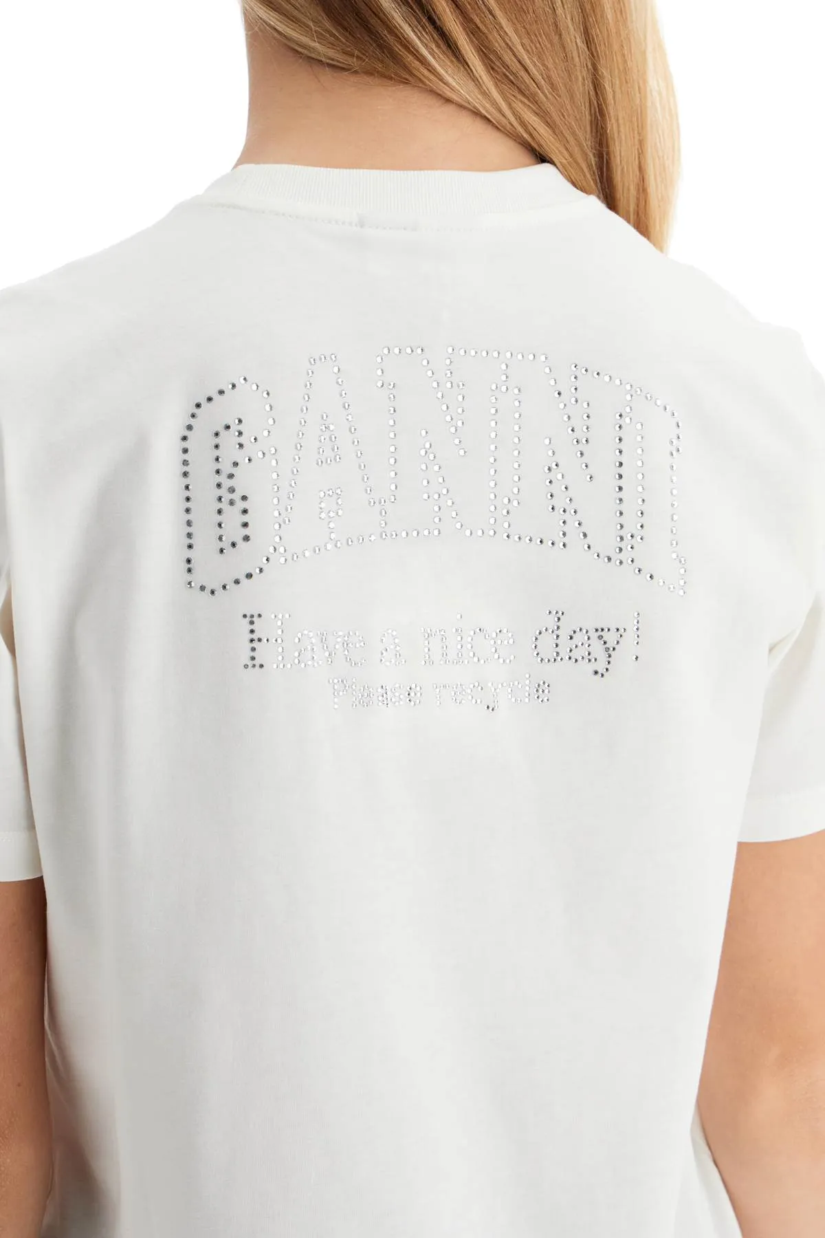 Ganni Women's 'Logo Rhinestone T-Shirt