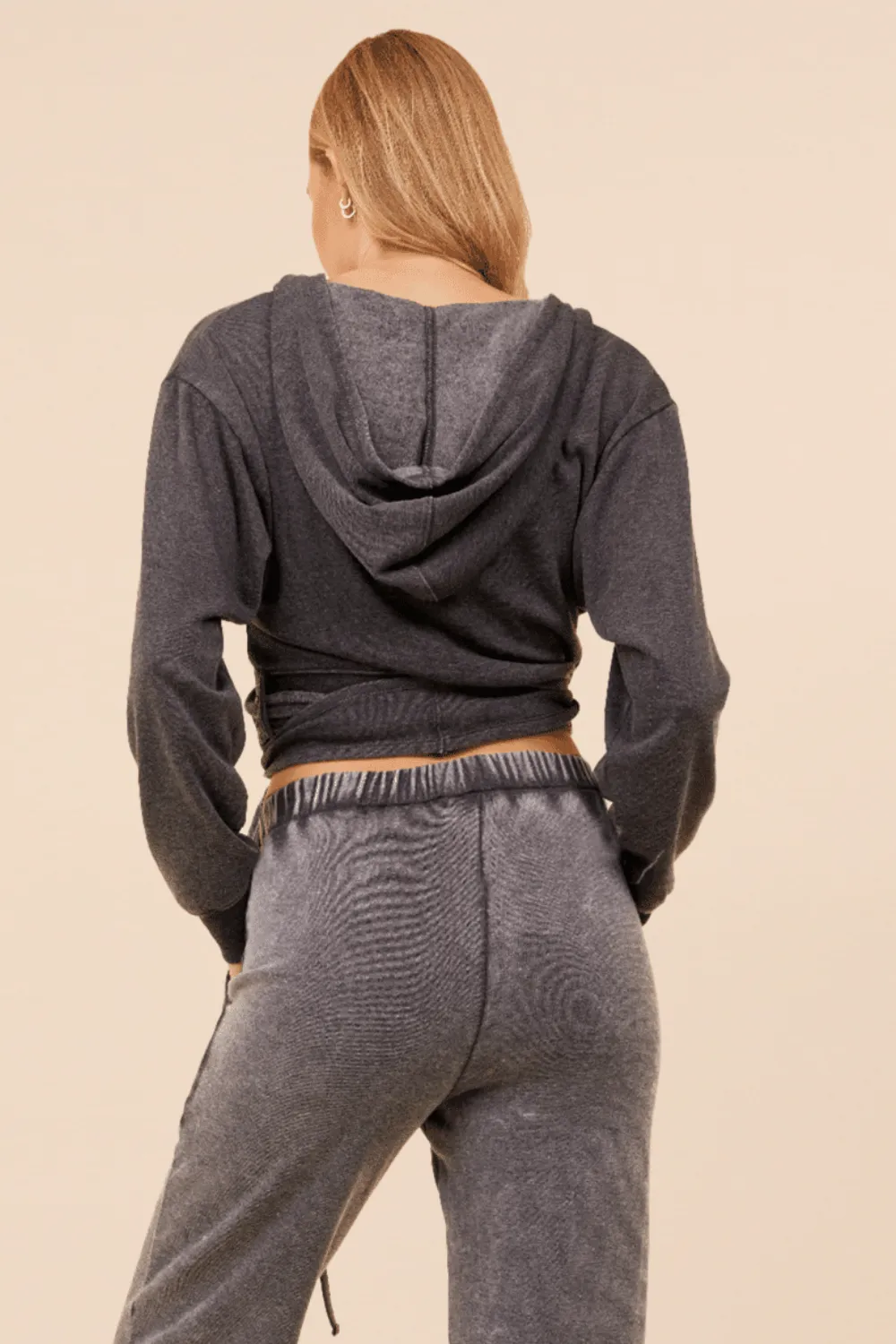 Heather Charcoal Lightweight Fleece Surplice Hoodie