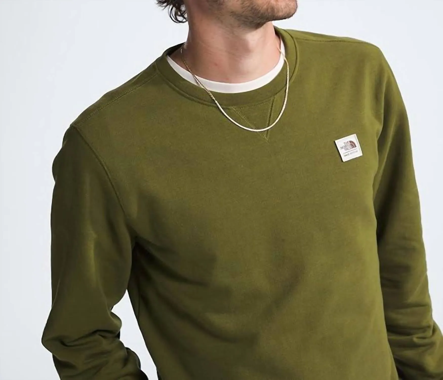 Heritage Patch Crew Sweatshirt In Forest Olive