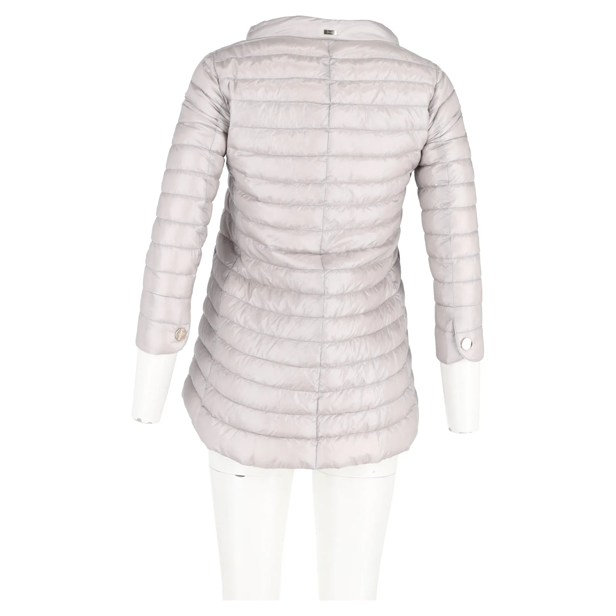 Herno Button-Up Padded Coat in Grey Nylon