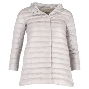 Herno Button-Up Padded Coat in Grey Nylon