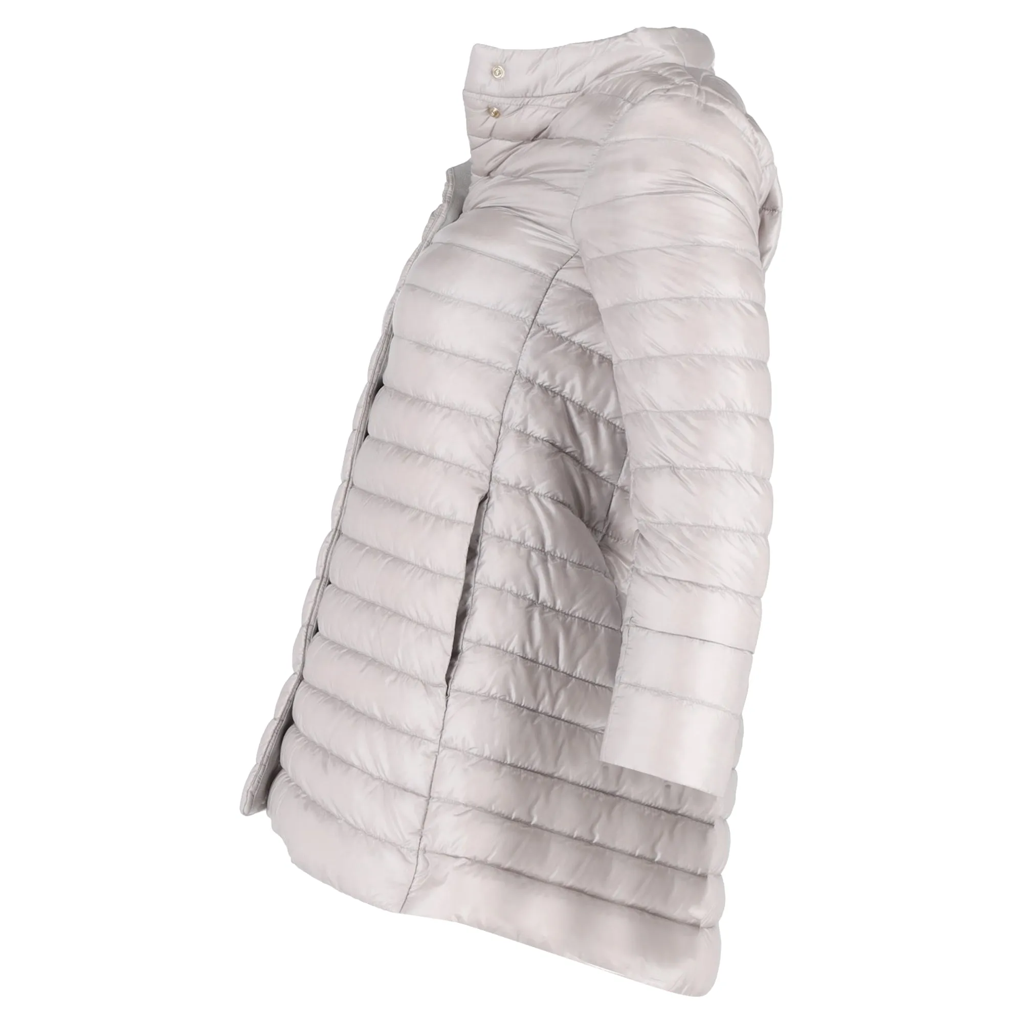 Herno Button-Up Padded Coat in Grey Nylon