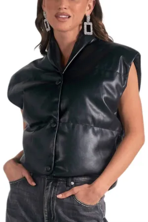 High Collar Vest In Black