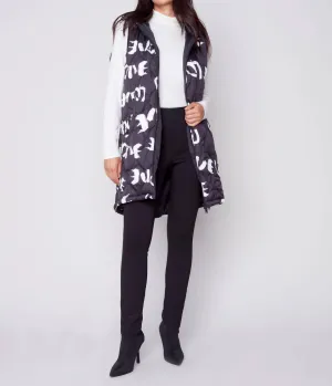 Hooded Quilted Vest In Black
