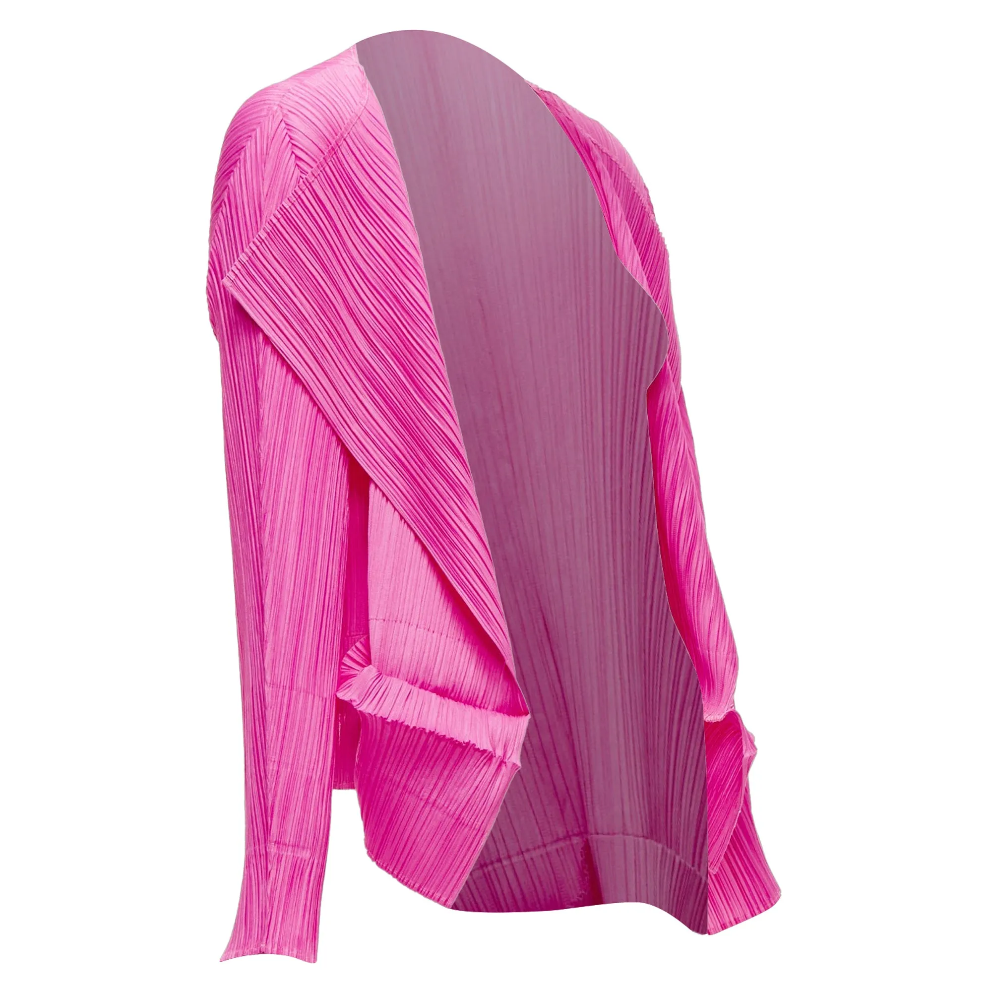 Issey Miyake Pleats Please Pleated 3D Cut Hem Cardigan Jacket