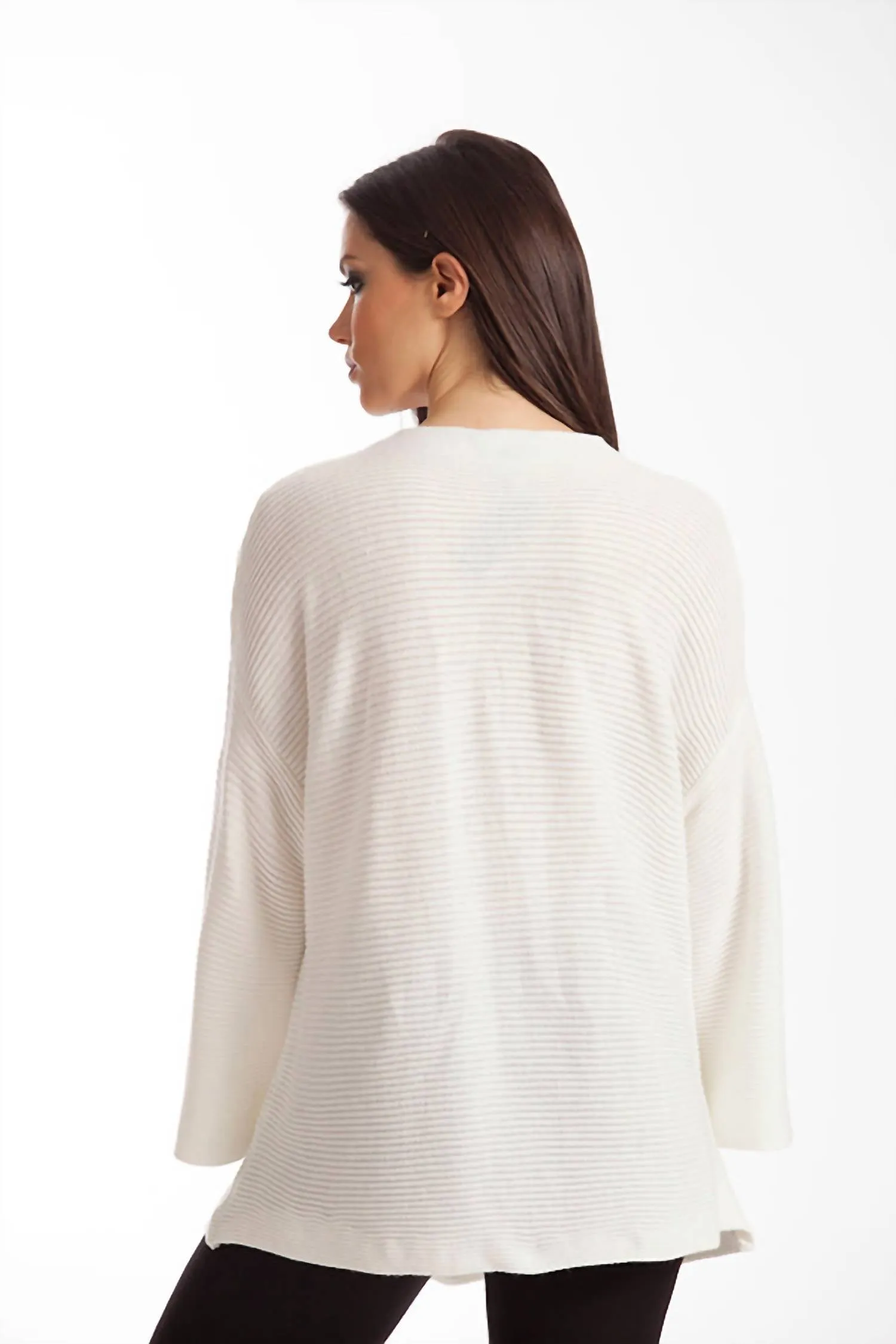 James Ribbed Bell Sleeve Top In Ivory