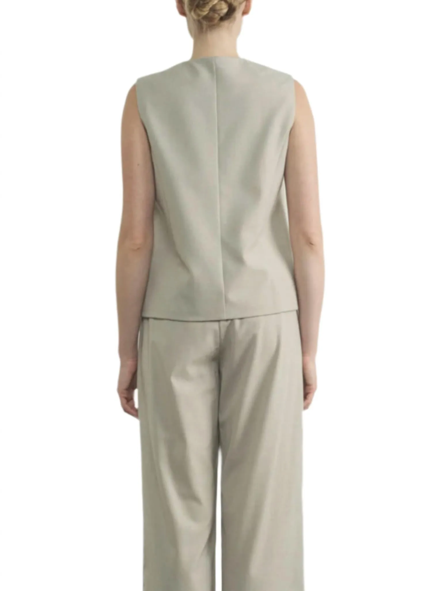 Jane Bow Tie Vest In Beige