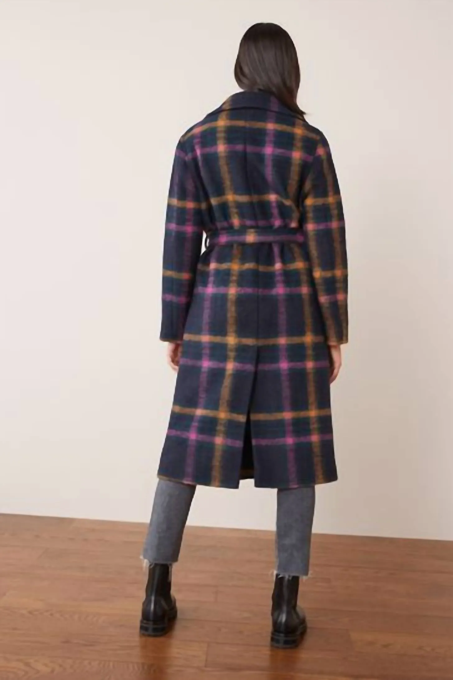 Jean Wrap Coat In Purple Check