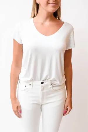 Jersey Slub V-Neck Tee In White