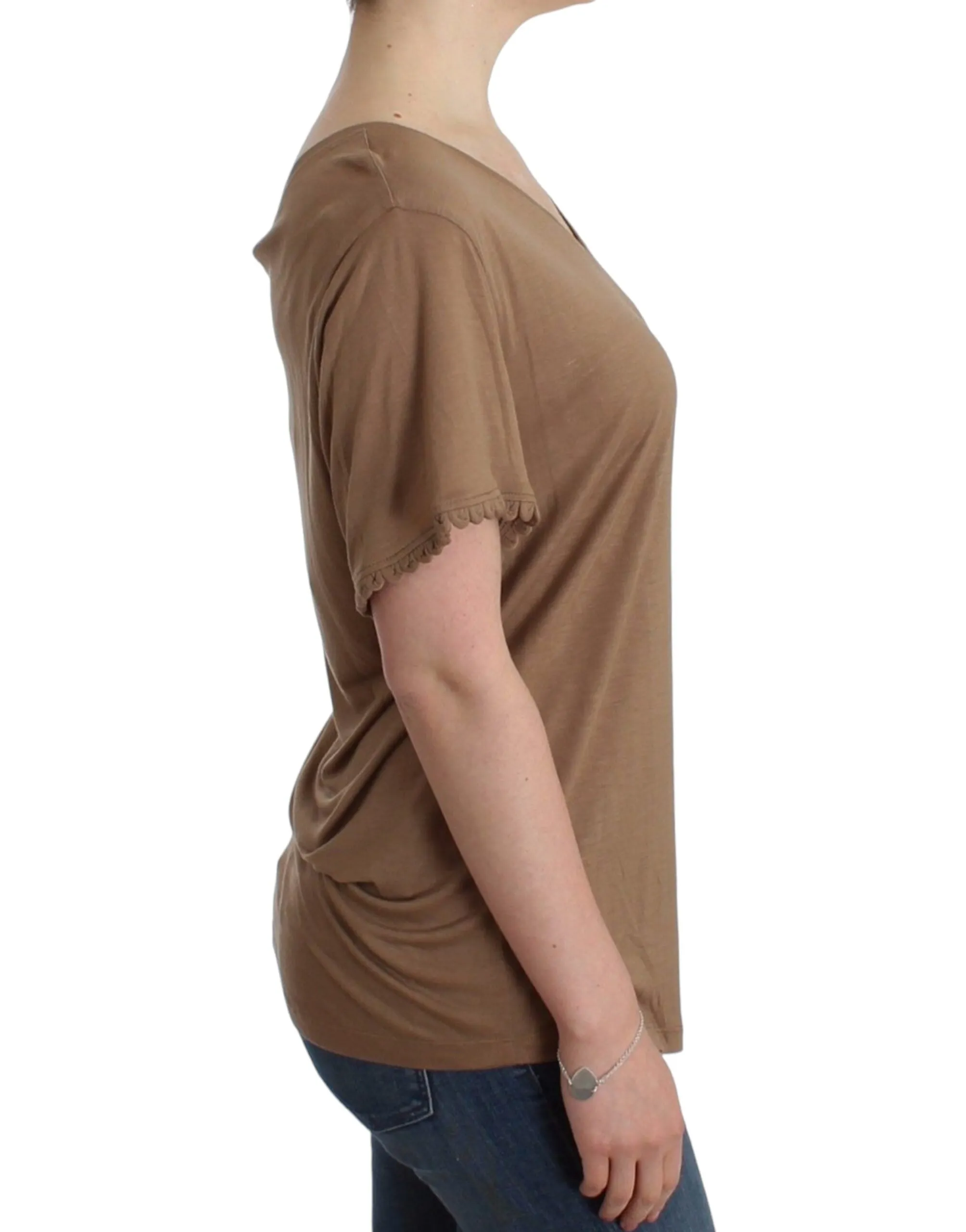 John Galliano Elegant Short-Sleeved  Rayon Women's Top